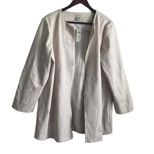 Chicos 3 Women Jacket XLP Neutral Open Front Texture Faux Leather Capsule Career